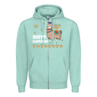 Seafoam happy llamakah llama withorah jewish Zipper Hoodie - linhVisuals