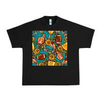 Black american football winner cup and helmet seamless pattern Urban Heavy Tee - BundleAndBundleShop