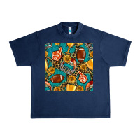 Navy american football winner cup and helmet seamless pattern Urban Heavy Tee - BundleAndBundleShop