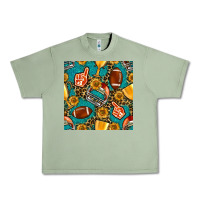 Oil Green american football winner cup and helmet seamless pattern Urban Heavy Tee - BundleAndBundleShop