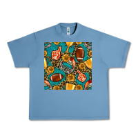 Pebble Blue american football winner cup and helmet seamless pattern Urban Heavy Tee - BundleAndBundleShop