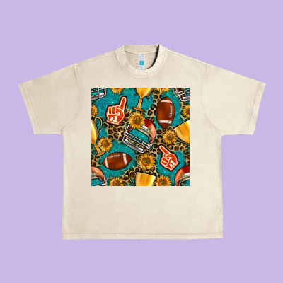 American Football Winner Cup And Helmet Seamless Pattern Urban Heavy Tee Designed By Bundleandbundleshop