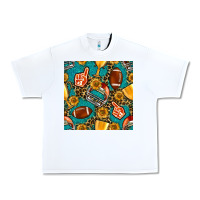 White american football winner cup and helmet seamless pattern Urban Heavy Tee - BundleAndBundleShop
