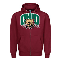 Burgundy ohio bobc Zipper Hoodie - linhVisuals