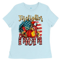 Baby Blue Firefighter mom Ladies Tee - FaDigitalArtStudio