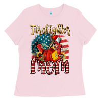 Bubblegum Pink Firefighter mom Ladies Tee - FaDigitalArtStudio