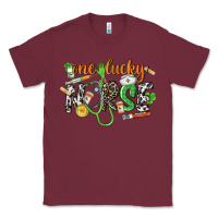 Burgundy One lucky Nurse St. Patrick's Day Classic Tee - CowGirlArtShop