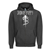 Charcoal Heather Skinny Puppy Zipper Hoodie - linhVisuals