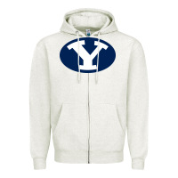 Oatmeal Heather byu couga s Zipper Hoodie - linhVisuals