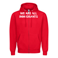 Red we are all immigrants Zipper Hoodie - linhVisuals