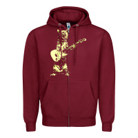 Burgundy cat playing guitar Zipper Hoodie - linhVisuals