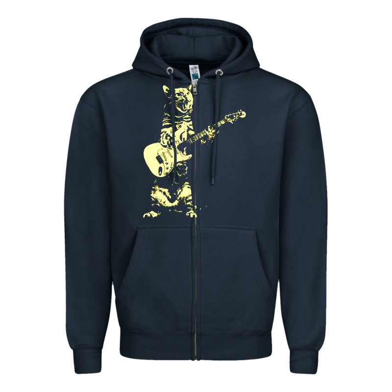 Cat Playing Guitar Zipper Hoodie by linhVisuals | Teevron