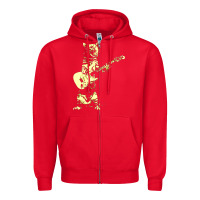 Red cat playing guitar Zipper Hoodie - linhVisuals