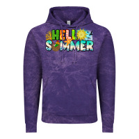 Cloud Purple Hello Summer Vintage Hoodie - CowhideDigitalArt