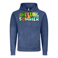 Vintage Denim Hello Summer Vintage Hoodie - CowhideDigitalArt