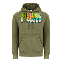 Vintage Olive Hello Summer Vintage Hoodie - CowhideDigitalArt