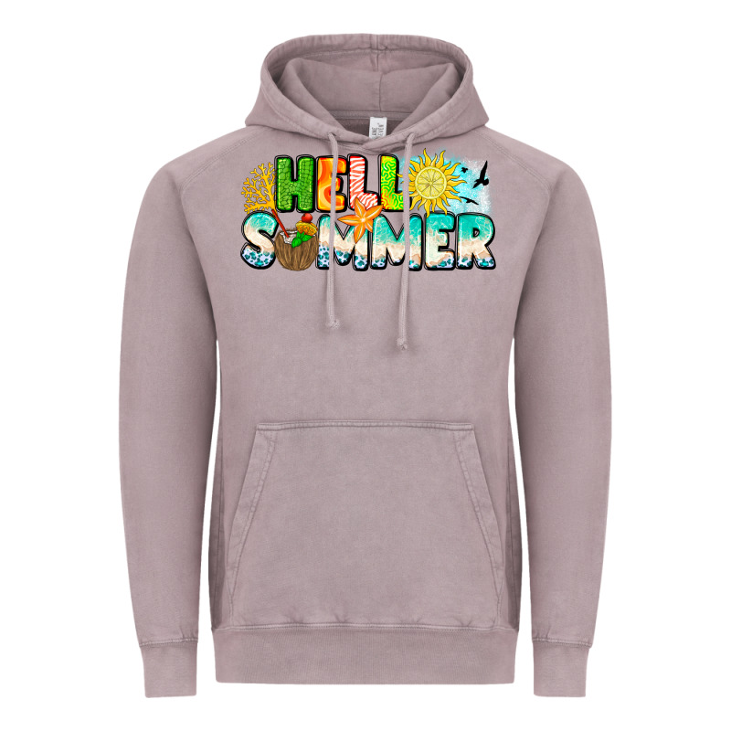 Hello Summer Vintage Hoodie by CowhideDigitalArt | Teevron