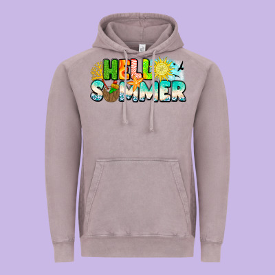 Hello Summer Vintage Hoodie Designed By Cowhidedigitalart