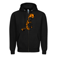 Black Calvin Bill Watterson Zipper Hoodie - linhVisuals