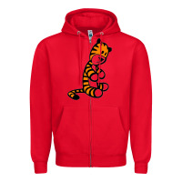 Red Calvin Bill Watterson Zipper Hoodie - linhVisuals