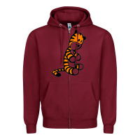 Burgundy Calvin Bill Watterson Zipper Hoodie - linhVisuals