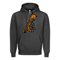 Charcoal Heather Calvin Bill Watterson Zipper Hoodie - linhVisuals