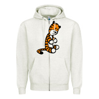 Oatmeal Heather Calvin Bill Watterson Zipper Hoodie - linhVisuals