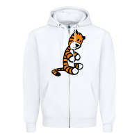 White Calvin Bill Watterson Zipper Hoodie - linhVisuals