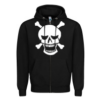 Black skull crossbones Zipper Hoodie - linhVisuals