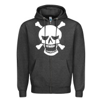 Charcoal Heather skull crossbones Zipper Hoodie - linhVisuals