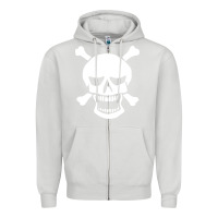 Dove Grey skull crossbones Zipper Hoodie - linhVisuals