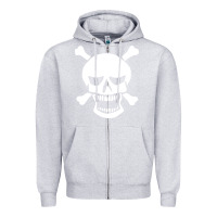 Heather Grey skull crossbones Zipper Hoodie - linhVisuals
