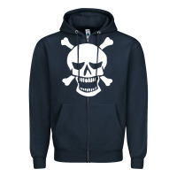 Navy skull crossbones Zipper Hoodie - linhVisuals