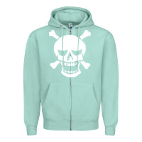 Seafoam skull crossbones Zipper Hoodie - linhVisuals