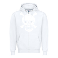 White skull crossbones Zipper Hoodie - linhVisuals