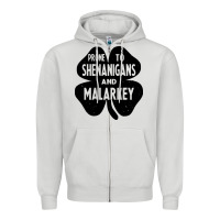 Dove Grey prone to shenanigans and malarkey Zipper Hoodie - linhVisuals