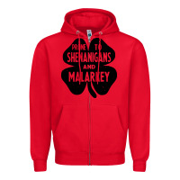Red prone to shenanigans and malarkey Zipper Hoodie - linhVisuals
