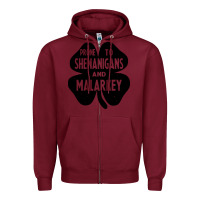 Burgundy prone to shenanigans and malarkey Zipper Hoodie - linhVisuals