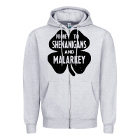 Heather Grey prone to shenanigans and malarkey Zipper Hoodie - linhVisuals