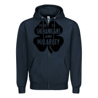 Navy prone to shenanigans and malarkey Zipper Hoodie - linhVisuals