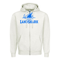 Oatmeal Heather landshark Zipper Hoodie - linhVisuals