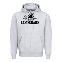 Heather Grey landshark Zipper Hoodie - linhVisuals