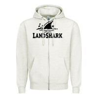 Oatmeal Heather landshark Zipper Hoodie - linhVisuals