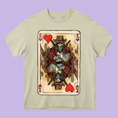 King Of Hearts Cowboy Heavy Core Tee Designed By Howdyjamesfarm