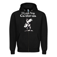 Black i love you california bear state hug Zipper Hoodie - linhVisuals