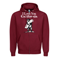 Burgundy i love you california bear state hug Zipper Hoodie - linhVisuals