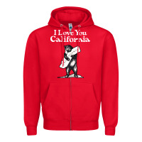 Red i love you california bear state hug Zipper Hoodie - linhVisuals