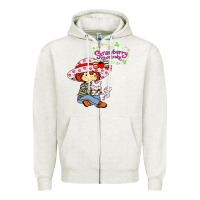 Oatmeal Heather strawberry shortcake and cat Zipper Hoodie - linhVisuals