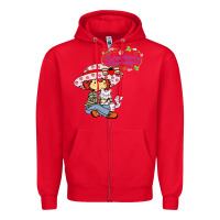 Red strawberry shortcake and cat Zipper Hoodie - linhVisuals