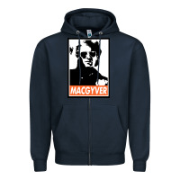 Navy macgyver Zipper Hoodie - linhVisuals